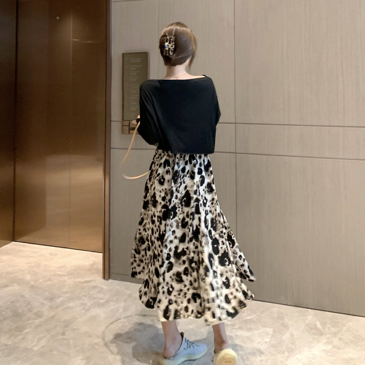Skirts Vintage Chic Korean Loose Big Swing A Line High Waist Leopard Print Skirt Women Chiffon Faldas Mujer Summer Fashion Wild 210429