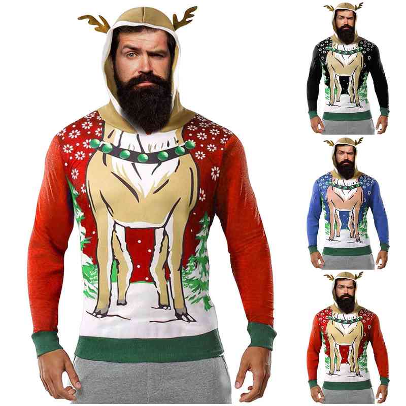 Christmas Hoodi Men Elk Fawn Print Long Sve Cloth Pullover Hoodie Fashion Casual Sweatshirts pull homme, Black
Christmas Hoodi Men Elk Fawn Print Long Sve Cloth Pullover Hoodie Fashion Casual Sweatshirts pull homme, Black