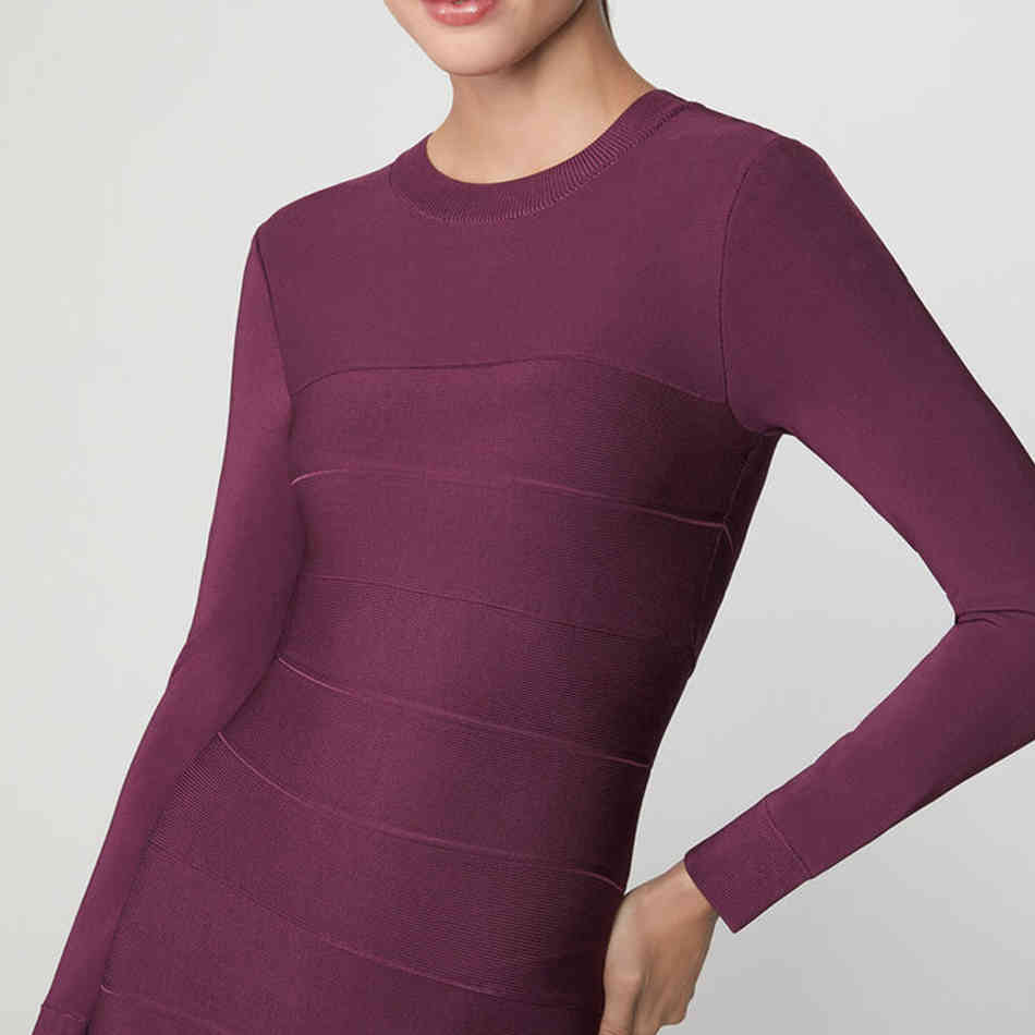 Summer Women Violet Rayon Long Sleeve Bandage Dress Sexy Knee Length Celebrity Evening Runway Club Party Dresses 210423
