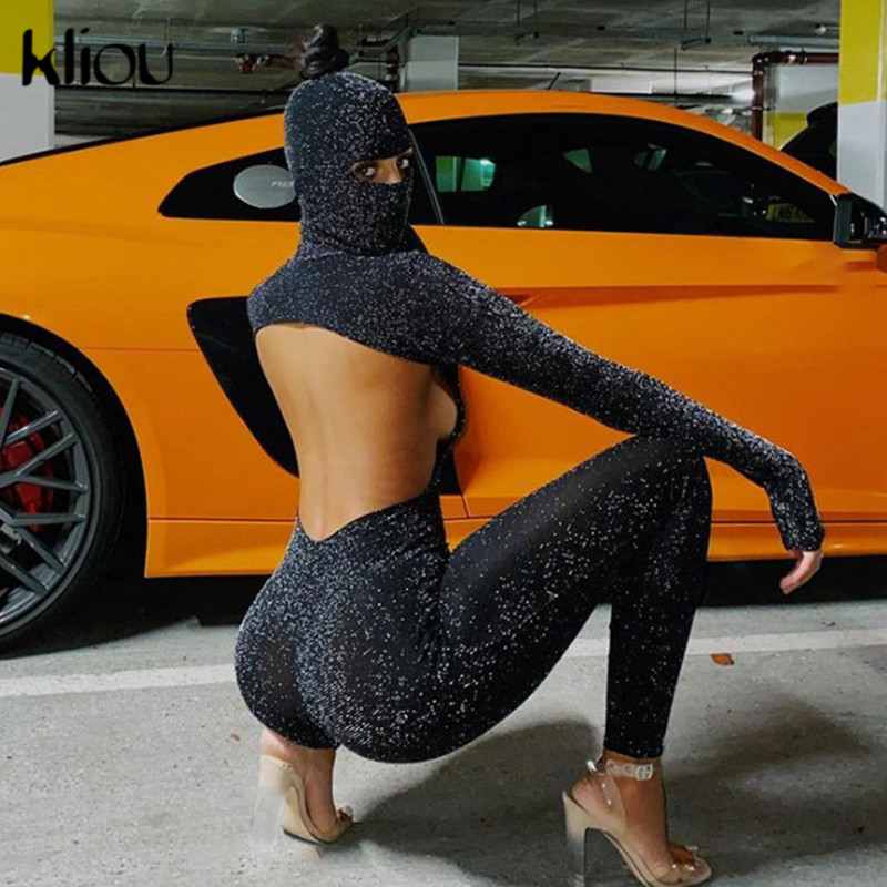 Kliou Shiny Outstanding Bodycon Hooded Jumpsuit Women Long Sleeve Sexy Backless Fashion Streetwear Skinny Slim Female Overall, Black
Kliou Shiny Outstanding Bodycon Hooded Jumpsuit Women Long Sleeve Sexy Backless Fashion Streetwear Skinny Slim Female Overall, Black