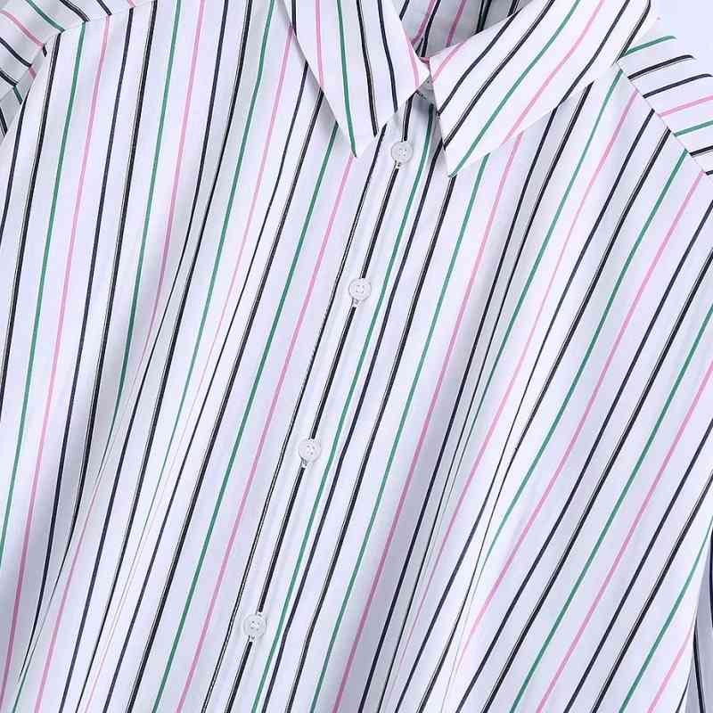 Fashion Women Color Striped Oversized Shirt Female Long Sleeve Blouse Casual Lady Loose Tops Blusas S8803 210430