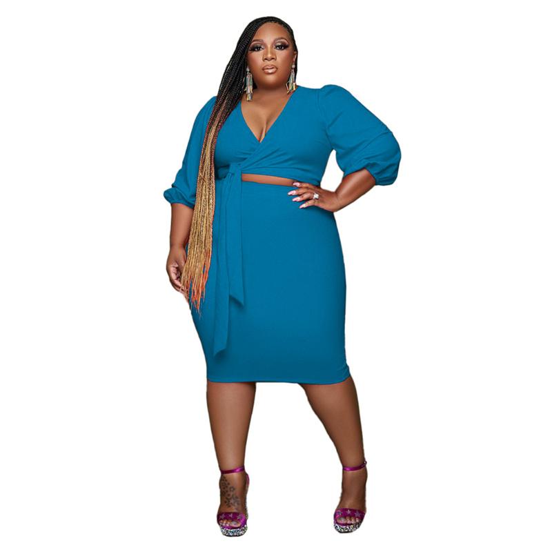 Plus Size Tracksuits Sexy 2 Piece Skirt Sets Clothing For Women Solid Color V-Neck Lace Up Crop Top Bodycon Knee Skirts Suit Ladies Outfits, Black
Plus Size Tracksuits Sexy 2 Piece Skirt Sets Clothing For Women Solid Color V-Neck Lace Up Crop Top Bodycon Knee Skirts Suit Ladies Outfits, Black