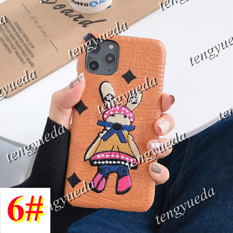 Fashion Deluxe Phone Cases for IPhone 11 12 13 14 15 pro max XS XR XsMax 7 8Plus Leather Embroidery Rabbit Designer Cellphone Cover with Samsung Note20 S22 S23 ultra