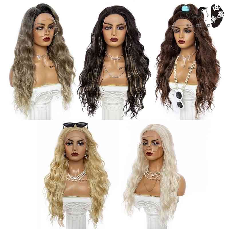 chemical fiber long Fashion big wave curly hair hand woven hairline wig women's headwear lace wigs, #613/22
chemical fiber long Fashion big wave curly hair hand woven hairline wig women's headwear lace wigs, #613/22