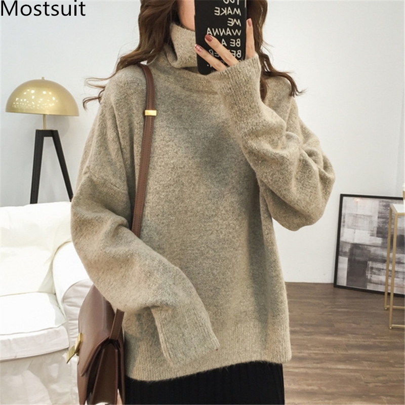 Turtleneck Knitted Pullover Sweater Women Long Sleeve Korean Fashion Solid Basic Loose Warm Tops Sweaters Femme Winter 210518, Blue
Turtleneck Knitted Pullover Sweater Women Long Sleeve Korean Fashion Solid Basic Loose Warm Tops Sweaters Femme Winter 210518, Blue
