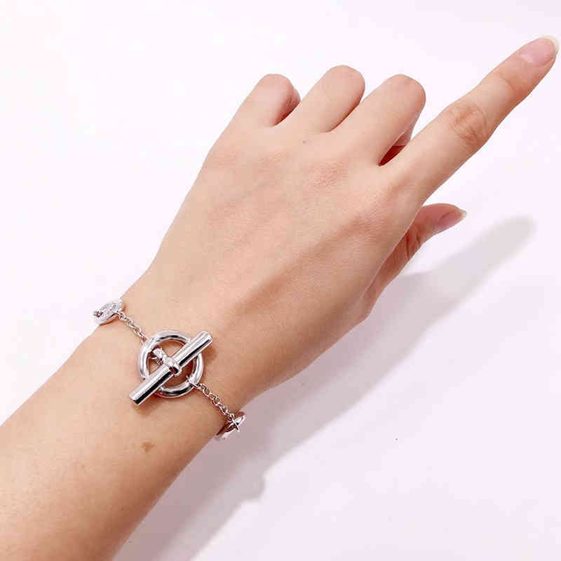 Charm Bracelets 05 Niche Design Hollowed Out Pig Nose Japanese Word Ot Bracelet Japan and South Korea Fashion Simple Hand Ornaments