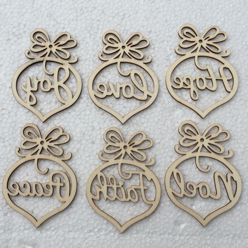 Creative Peace Love Christmas Decorations Wooden Ornament Xmas Tree Hanging Tags Pendant Decor 6pcs a Lot Free shipping