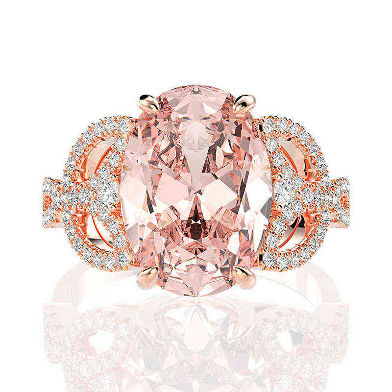 OEVAS 100% Sterling Sier Created Morganite Gemstone Wedding Engagement Dias Ring Fine Jewelry Wholesale 211217