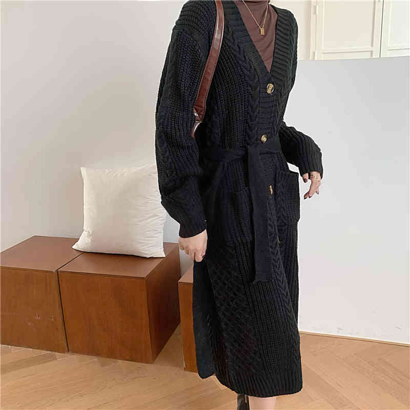 Autumn Winter V-neck Twist Knitted Cardigan Sweater Office Lady Work Wear Tops Solid Long Sleeve Sweaters Female 210421