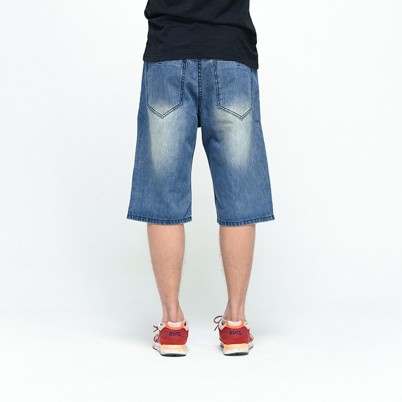 Denim Men Shorts Loose Fit Weight Summer Long Short Man Baggy Plus Size Male Clothing 40 42 44 Blue Jeans Shorts Men Breeches 210518