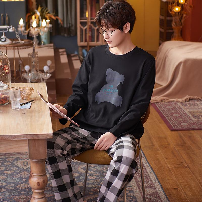 Men's Sleepwear Korean Fashion Black White Plaid Trousers Men Pajamas Set Winter Plus Size 2 Piece Cotton Mens Cartoon Bear Nightwear, Black;brown
Men's Sleepwear Korean Fashion Black White Plaid Trousers Men Pajamas Set Winter Plus Size 2 Piece Cotton Mens Cartoon Bear Nightwear, Black;brown