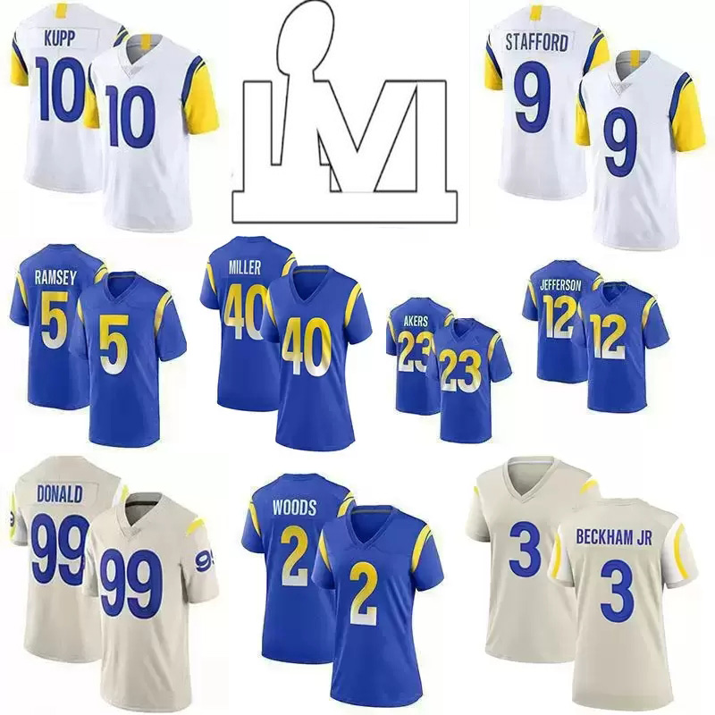 10 Cooper Kupp 99 Aaron Donald 9 Matthew Stafford Football Jerseys 3 Odell Beckham Jr 5 Jalen Ramsey 2 Robert Woods Cam Akers Van Jefferson Von Miller Andrew Whitworth, Womens
10 Cooper Kupp 99 Aaron Donald 9 Matthew Stafford Football Jerseys 3 Odell Beckham Jr 5 Jalen Ramsey 2 Robert Woods Cam Akers Van Jefferson Von Miller Andrew Whitworth, Womens