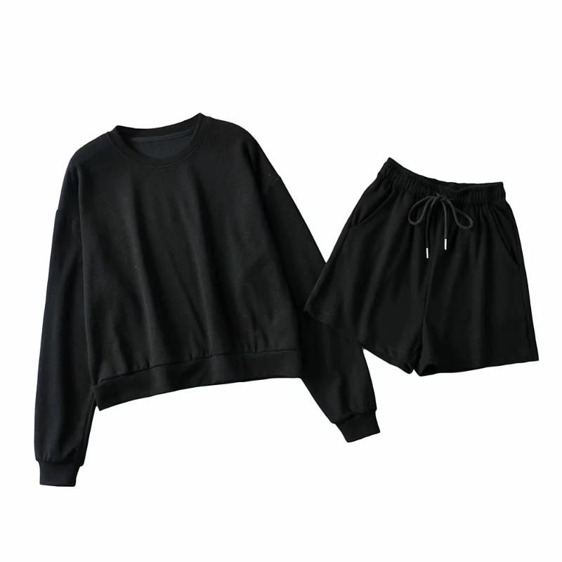Summer Tracksuits Womens Two Peices Set Leisure Outfits Cotton Oversized Long Sleeve Sweatshirt High Waist Shorts Women, Black
Summer Tracksuits Womens Two Peices Set Leisure Outfits Cotton Oversized Long Sleeve Sweatshirt High Waist Shorts Women, Black