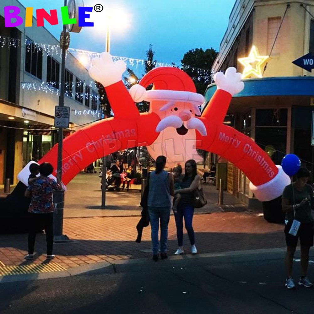 Attractive Durable Giant Xmas Inflatable Christmas Arch With Santa Claus Entry Gate Archway for Event Decoration