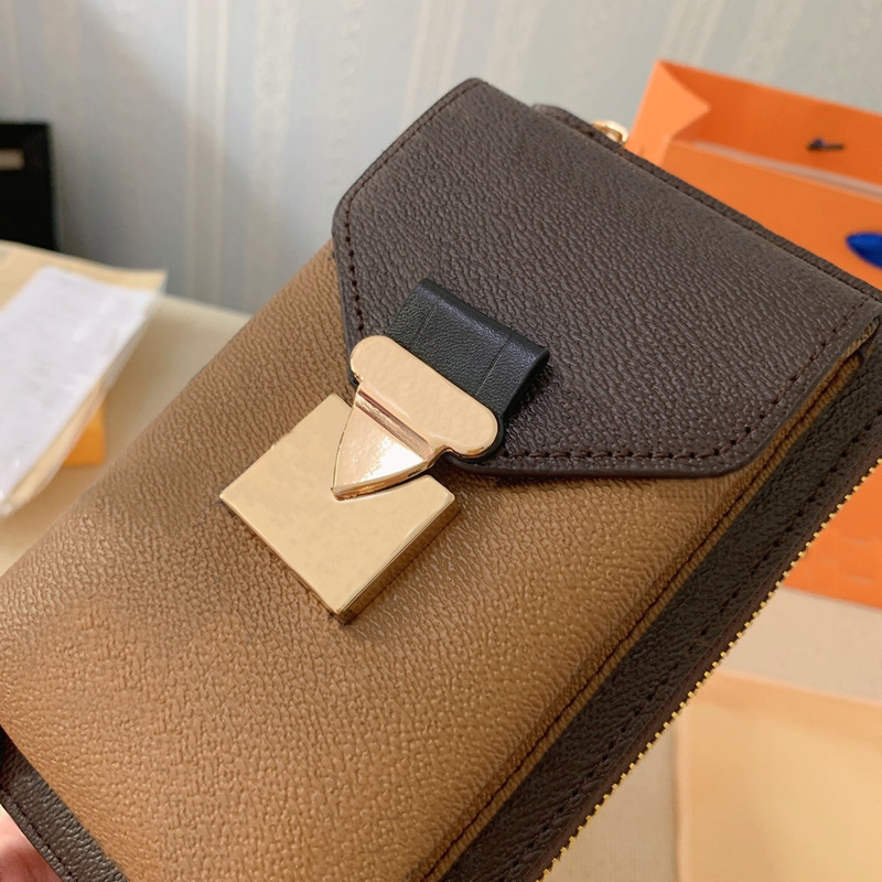 

Luxury Cell Phone Pouches Bags fro iphone 11 12 13 pro max messenger Coin Purse High Quality Leather Cellphone Wallets 6.7inch Cover Bag With Box