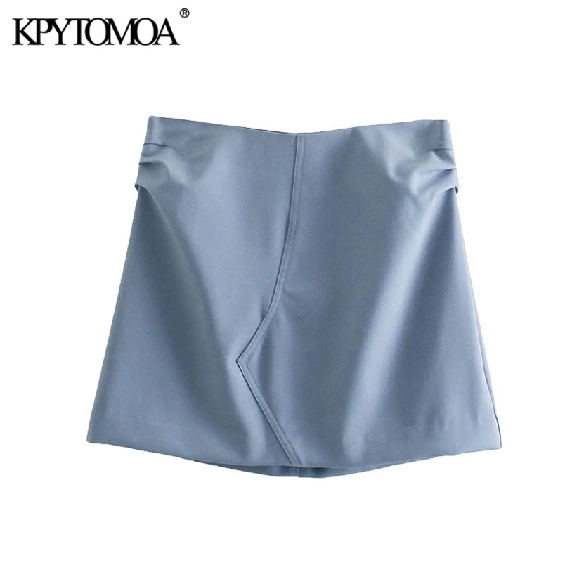 Women Chic Fashion With Lining Pleated Mini Skirt High Waist Back Zipper Female Mujer 210420