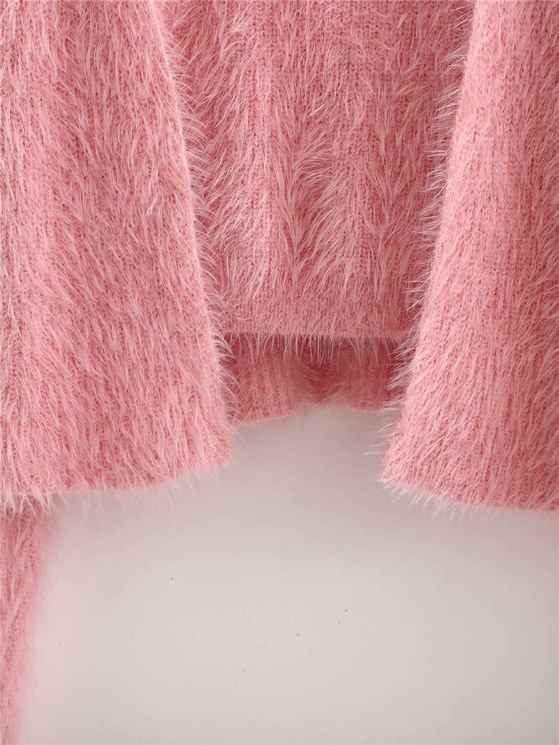 Sweet Women Causal Soft Loose Sweaters Fashion Ladies Pink Knitted Tops Elegant Female Chic Solid Two Piece Suit 210527