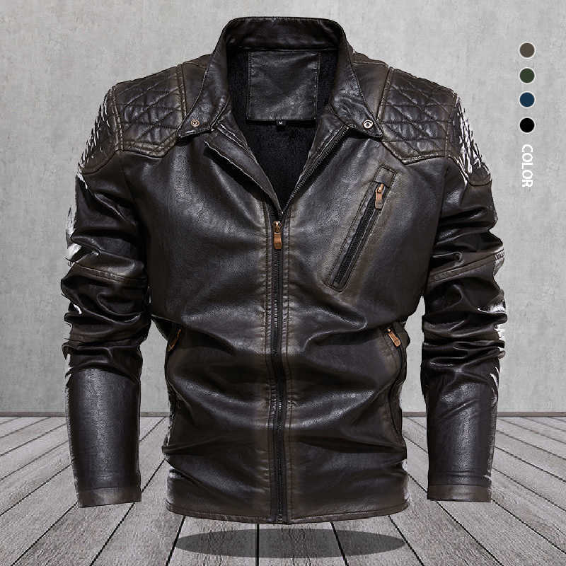 Men Vintage Leather Jacket Winter Stand Collar Motorcycle Jacket Casual Coat Thick Warm Classic High Quality Clothing 210603, Ddt35blue
Men Vintage Leather Jacket Winter Stand Collar Motorcycle Jacket Casual Coat Thick Warm Classic High Quality Clothing 210603, Ddt35blue