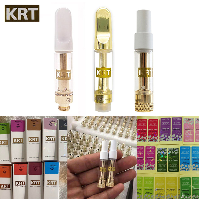 KRT Vape Cartridges 0.8ml 1.0ml Empty Atomizer Ceramic Gold Glass Premium 510 Thread Carts Kits With Packages Barcode Labels
KRT Vape Cartridges 0.8ml 1.0ml Empty Atomizer Ceramic Gold Glass Premium 510 Thread Carts Kits With Packages Barcode Labels