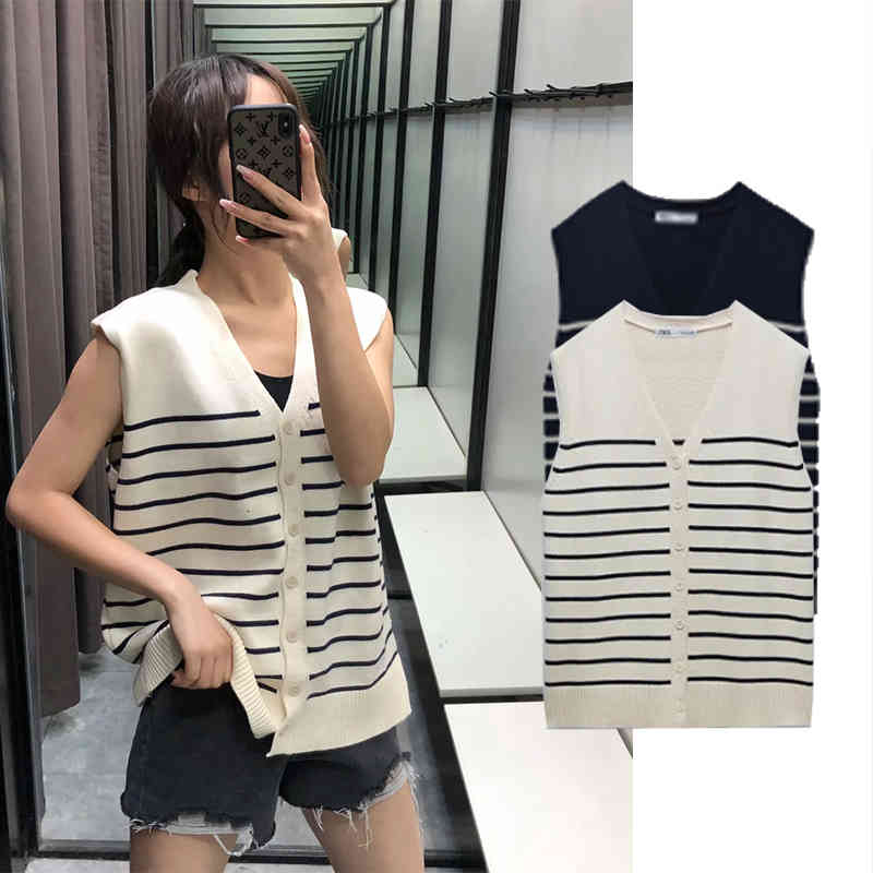Women's Two Piece Pants ZA 2021 fashion autumn and winter women's two-color striped printed knitted vest clothing V-neck single NI, Black
Women's Two Piece Pants ZA 2021 fashion autumn and winter women's two-color striped printed knitted vest clothing V-neck single NI, Black
