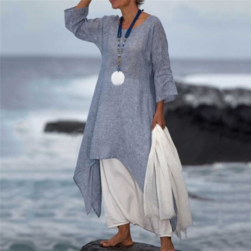 Summer Autumn Plus Size Dresses Women 5XL Loose long Vintage Dress Boho Shirt Dress Maxi Robe Fashion Female 210630