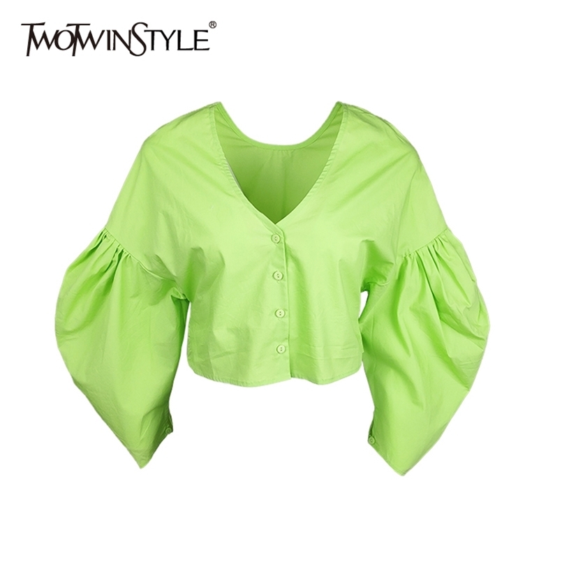 White Vintage Shirts For Women V Neck Lantern Long Sleeve Short Minimalist Blouses Female Spring Fashion Style 210524, Green
White Vintage Shirts For Women V Neck Lantern Long Sleeve Short Minimalist Blouses Female Spring Fashion Style 210524, Green
