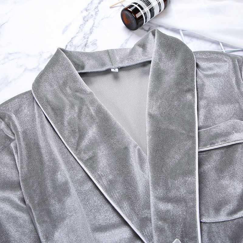 Velvet Warm Pajamas For Women Robes And Pants Solid Pocket Long Sleeve Thick Home Wear Autumn Night Suit Winter Casual 210924