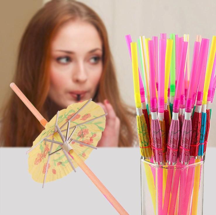 

240*5mm Handicraft Drinking Straw Kid Birthday Party Wedding Fluorescence Umbrella Decor Straws Bar Disposable Drink Tools Easy Carry ECO-friendly