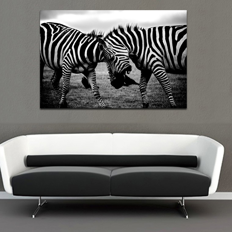Black and White Canvas Art Two Zebra Animal Pictures Poster Print Wall Art Painting Home Decoration For Living Room