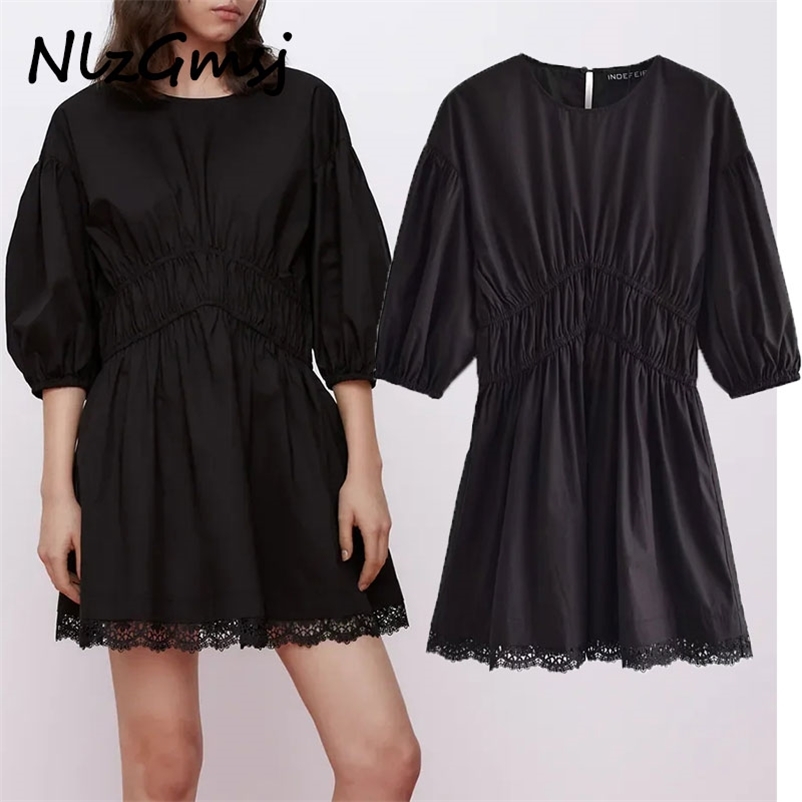 Dres Lace Stitching Poplin Mini O neck Long Sleeve Elastic Waist Casual 03 210628, As picture
Dres Lace Stitching Poplin Mini O neck Long Sleeve Elastic Waist Casual 03 210628, As picture