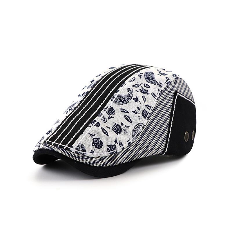 Berets Peaked Cap Men's Personality Trend Stitching Sunshade Beret Ladies Casual All-Match Patch Fashion Forward Hat