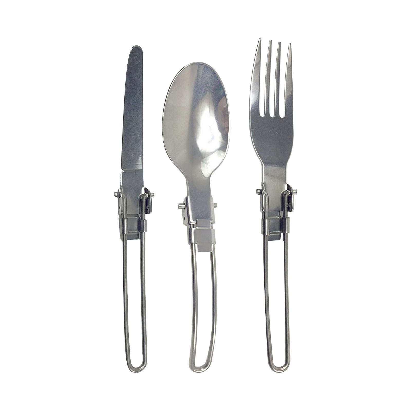 Foldable long pots knapsack stainless steel fork fold knife utensil spoon combined picnic set silverware