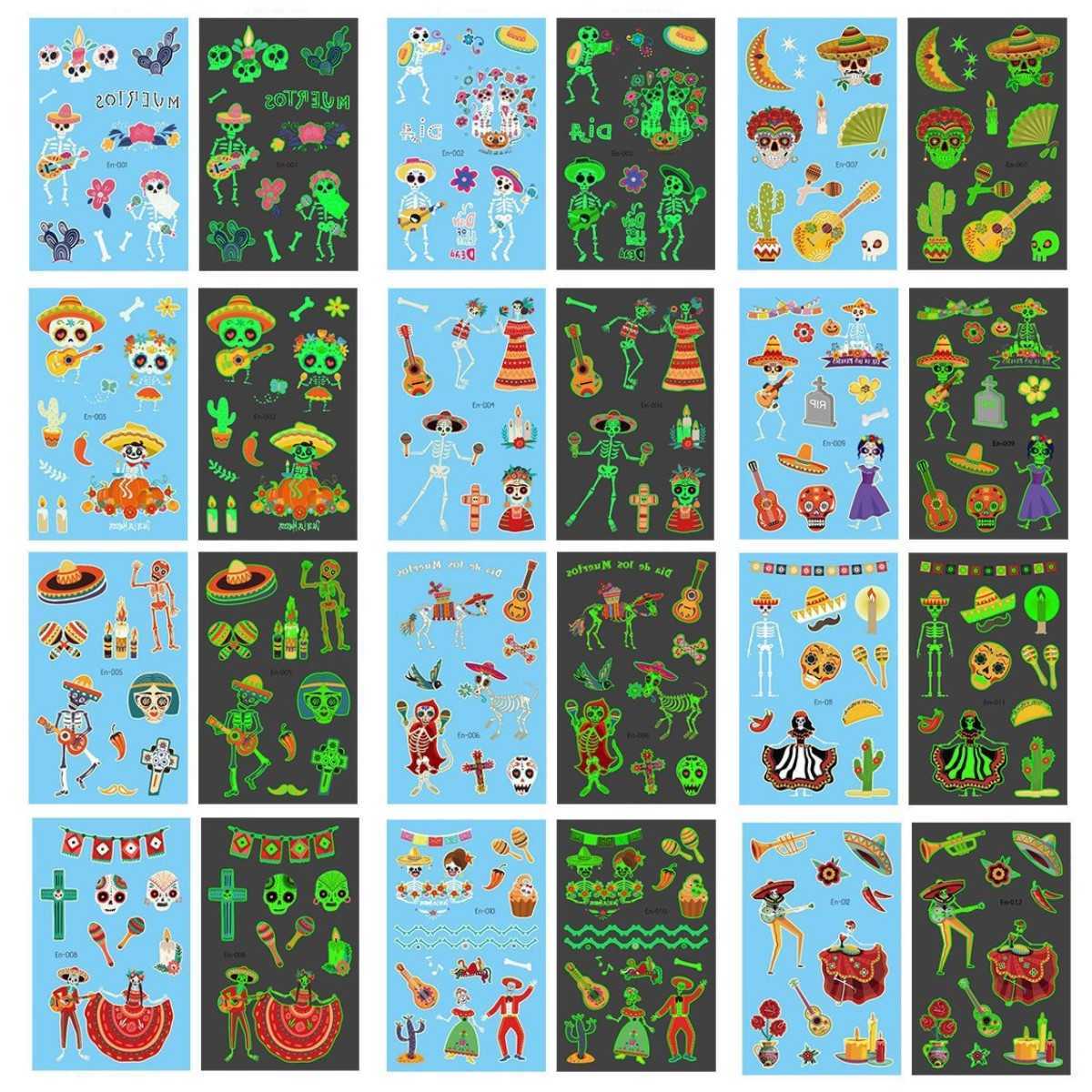 18pcs Luminous Skull Face Stickers Glowing In Dark Waterproof Temporary Tattoo Day of The Dead Festival Sticker For Kids
18pcs Luminous Skull Face Stickers Glowing In Dark Waterproof Temporary Tattoo Day of The Dead Festival Sticker For Kids
