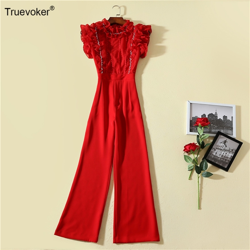 Truevoker Summer Runway High Street Fashion Jumpsuit For Party Women's Pure Red Ruffle Beading Long Overall 210602, Black
Truevoker Summer Runway High Street Fashion Jumpsuit For Party Women's Pure Red Ruffle Beading Long Overall 210602, Black