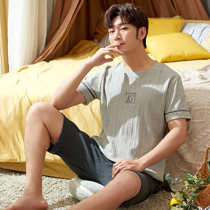 Men's Sleepwear Summer Cotton Pajamas Set For Men Casual Gray Short Sleeve Homewear O-neck Loose Plus Size Elastic Waist Shorts Male Nightwe, 6105
Men's Sleepwear Summer Cotton Pajamas Set For Men Casual Gray Short Sleeve Homewear O-neck Loose Plus Size Elastic Waist Shorts Male Nightwe, 6105