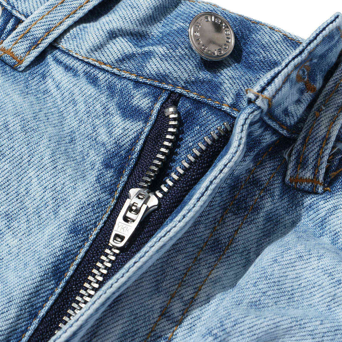 DEAT summer fashion mesh clothing light blue denim washed pockets zippers shorts female bottoms WL38605L 210714