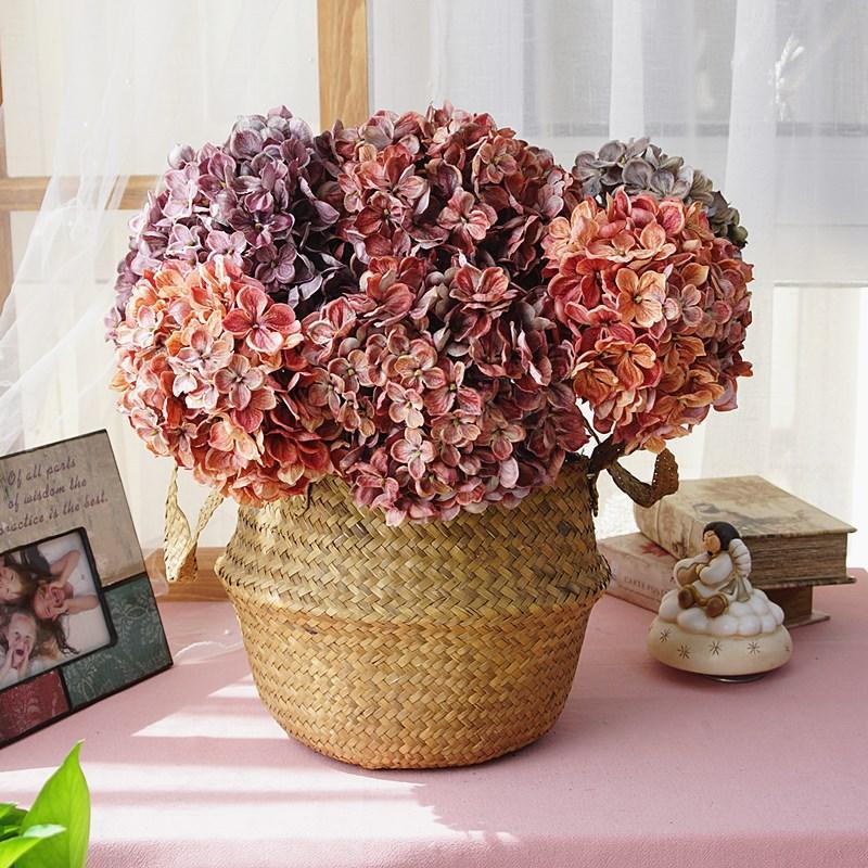Decorative Flowers & Wreaths AGN Luxury Big Hydrangea Short Branch Autumn Decoration Silk Flower Simulation El Floral
