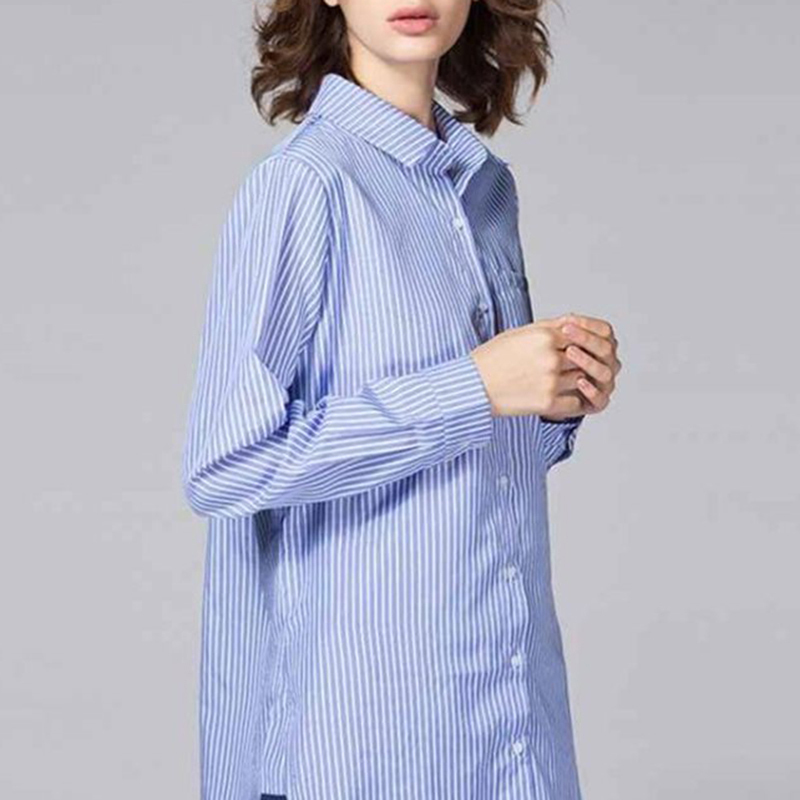 VGH Loose Print Striped Shirt For Women Lapel Long Sleeve Casual Korean Blouse Female Fashion New Clothing Spring Style 210421