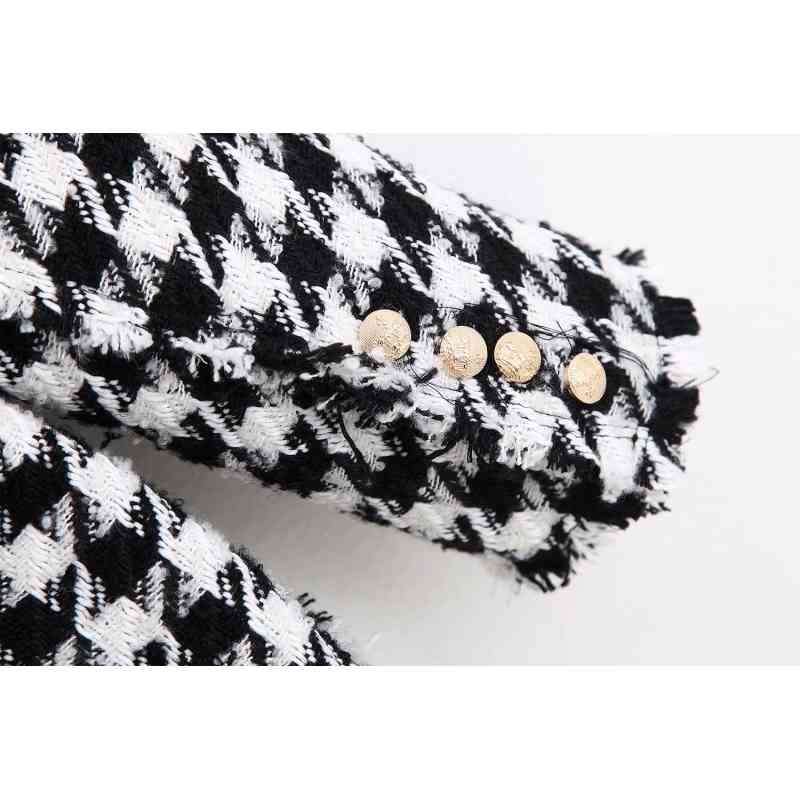 Fashion Houndstooth Women Jackets Autumn Casual Button-fly Ladies Coats Loose Female Jacket Pockets Girls Chic Coat 210430