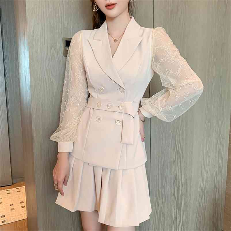 Small suit female autumn jacket pleated skirt two-piece Office Lady Polyester Single Button Turn-down Collar 210603, Apricot
Small suit female autumn jacket pleated skirt two-piece Office Lady Polyester Single Button Turn-down Collar 210603, Apricot