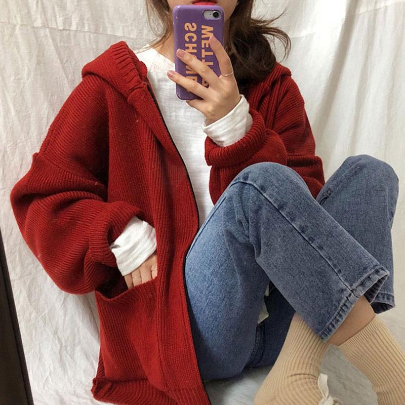 Women's Knits & Tees Sweaters Autumn Thick Outwear Tops Retro Puff Long Sleeve Red Hooded Cardigan Women Zipper Japan Style Solid Coat Pull, White
Women's Knits & Tees Sweaters Autumn Thick Outwear Tops Retro Puff Long Sleeve Red Hooded Cardigan Women Zipper Japan Style Solid Coat Pull, White