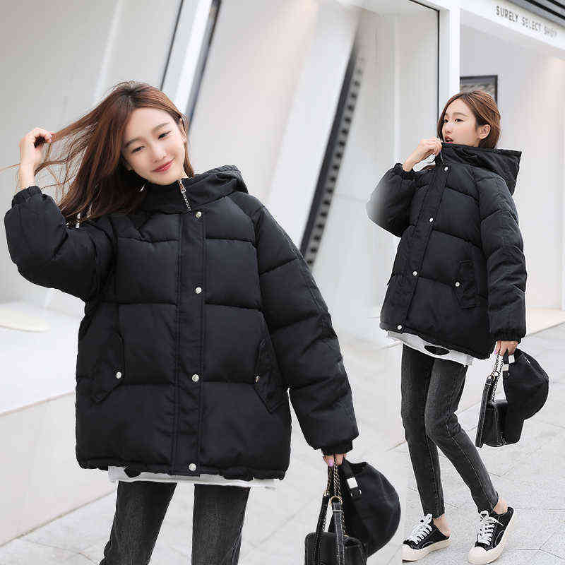 Women Parkas jacket Fashion solid thick warm winter hooded jacket coat winter parkas solid outwear jacket 211130