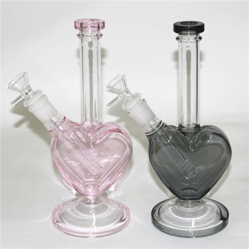 

Glass Water Pipes heart shape Smoke Pipe Bong Oil Rigs Hookah Dab Rig Dry Herb Vap bongs Smoking Accessories ash catcher nectar collector