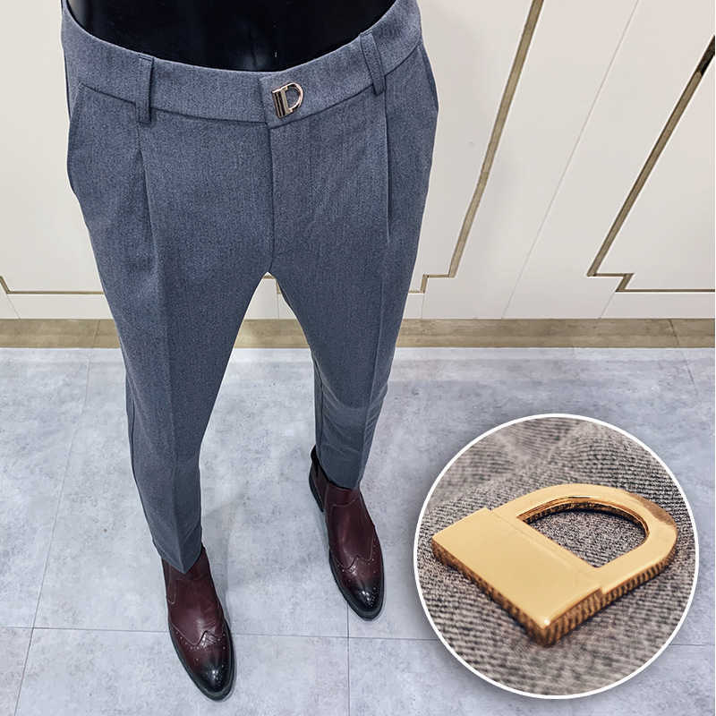 Autumn Winter Mens Dress Pants Casual Business Formal Pants for Men Office Social Streetwear Suit Pants Wedding Trousers 210527