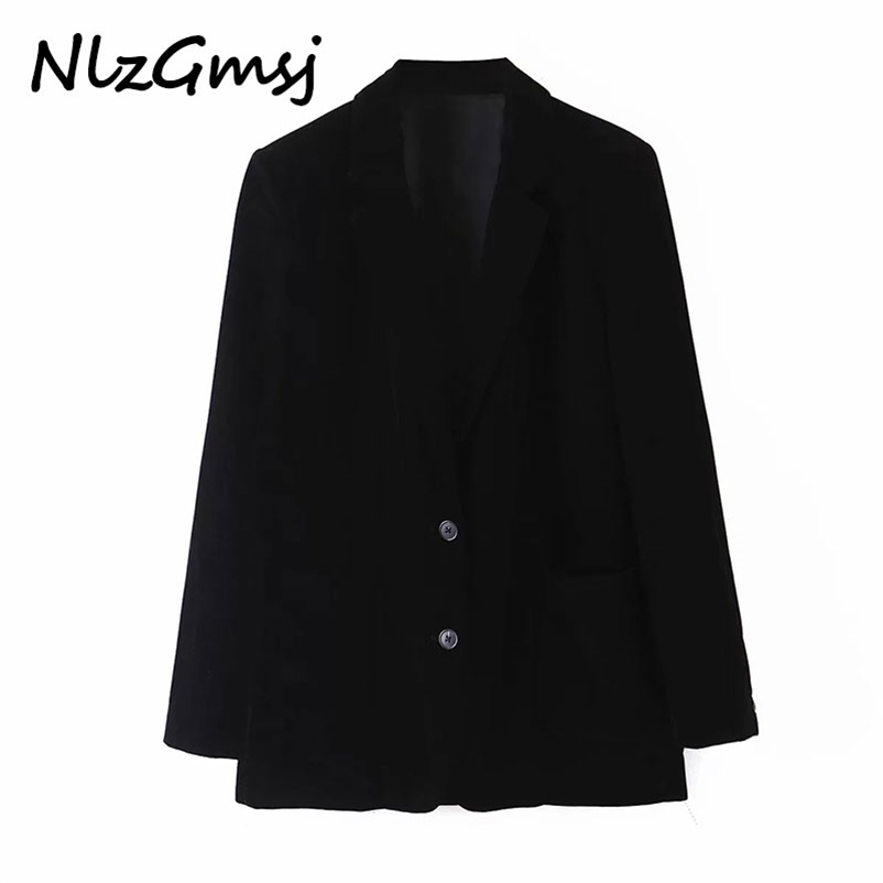 spring england office lady simple velvet black za blazer feminino women mujer s and jackets 210628
spring england office lady simple velvet black za blazer feminino women mujer s and jackets 210628