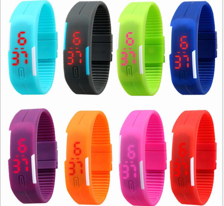 2021 LED Digital Touch Screen Watch Jelly Candy Color Sports Watches Silicone Wristband Waterproof Rectangle Couple Wrist Watch Bracelets