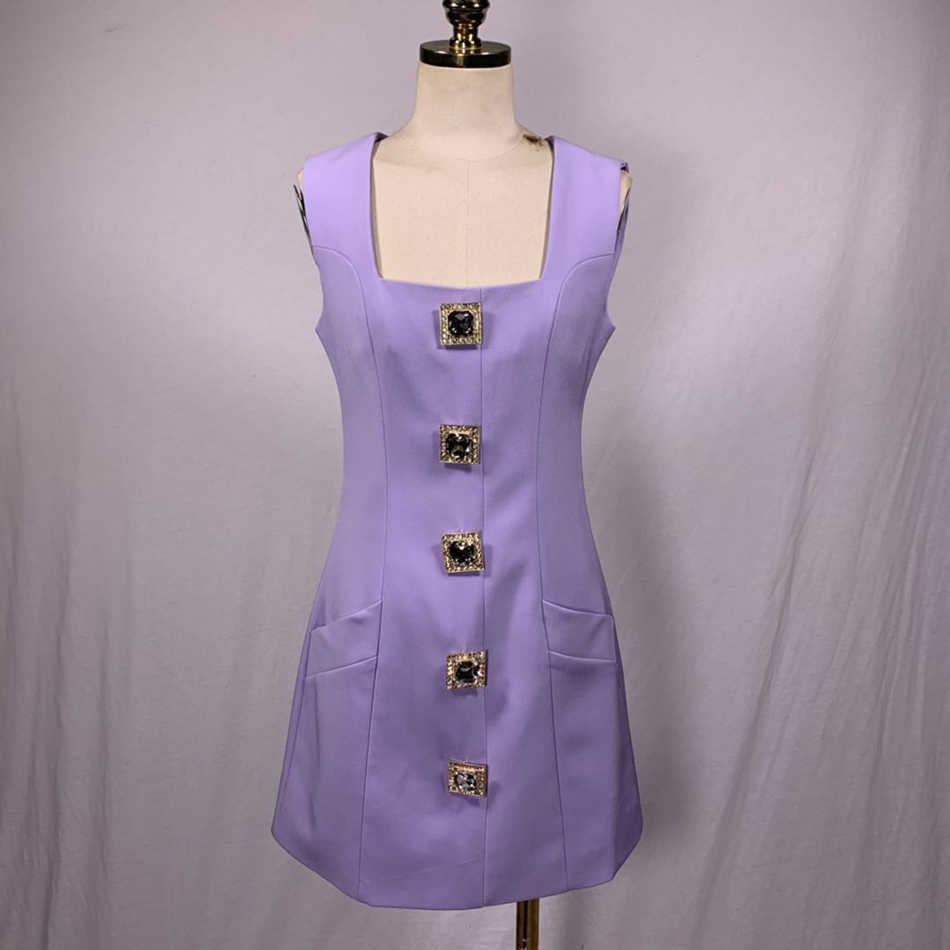 Elegant Two Piece Set For Women Lapel Long Sleeve Short Tops Square Collar Patchwork Diamond Vest Dress Casual Sets 210527