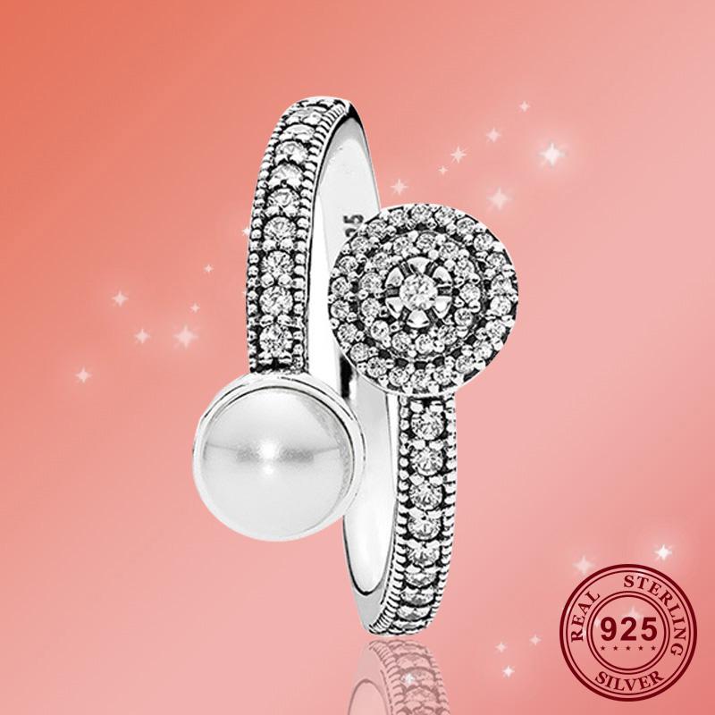 Cluster Rings Original 925 Sterling Silver Pan Ring Sparkling Spiral Pearl With Crystal For Women Wedding Party Fashion Jewelry, Golden;silver
Cluster Rings Original 925 Sterling Silver Pan Ring Sparkling Spiral Pearl With Crystal For Women Wedding Party Fashion Jewelry, Golden;silver