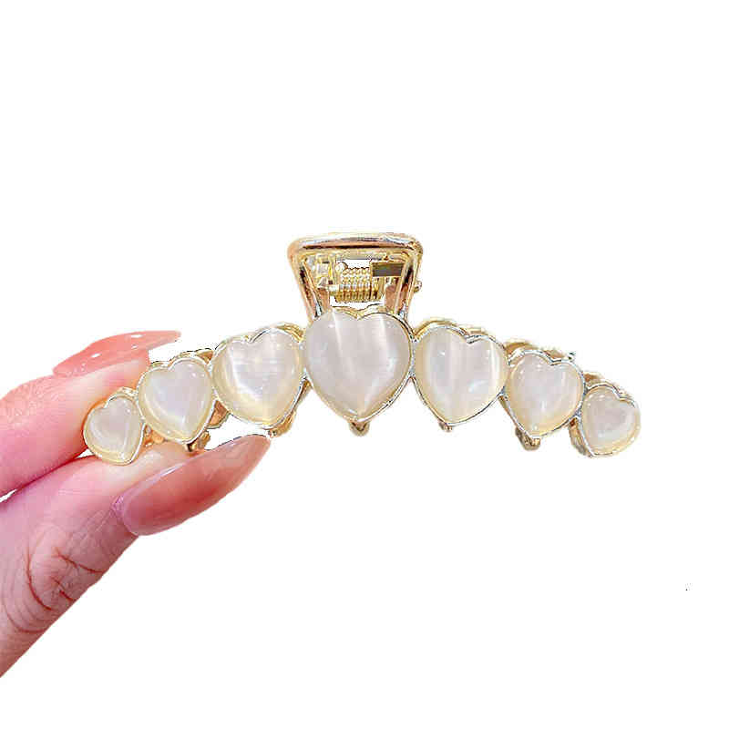 Hair Jewelry Accessories Korean Large Rhinestone Pin Opal Metal Grab Clip Female Back of Head Pan Shark Headdress