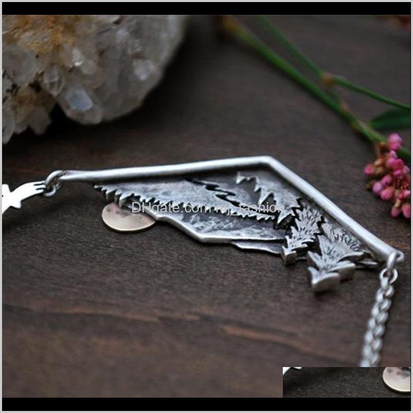 Pendant Necklaces & Pendants Drop Delivery 2021 Retro Sier Adventure Awaits Sun Mountain Landscape Necklace Pine Tree Wanderlust Jewelry Kqqk
